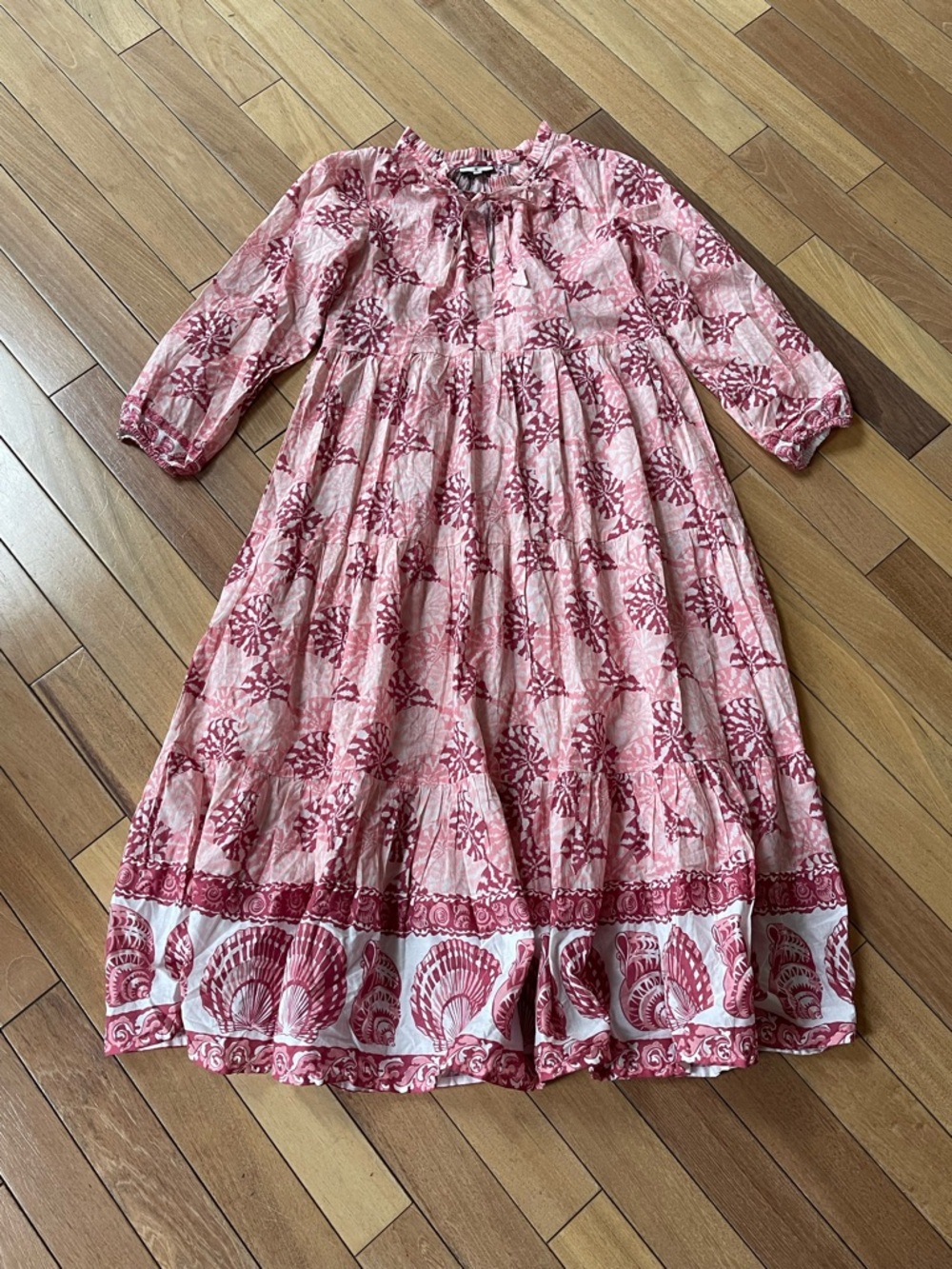 Tuckernuck Nautilus Print Long Sleeve Salty Paloma Caftan Boho Dress Pink XS NWT - Picture 7 of 16